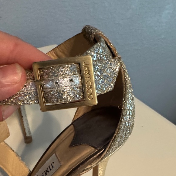 Jimmy Choo Glittering Silver Strappy Heels - Picture 6 of 6